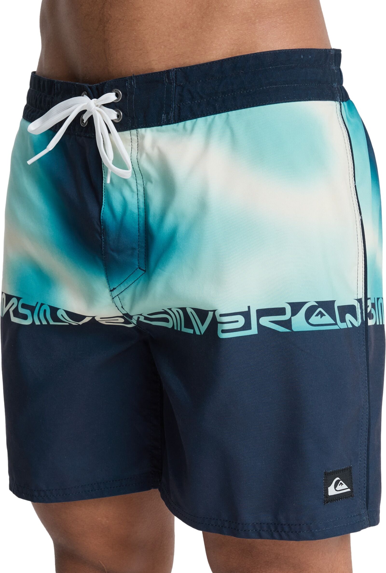 Badeshorts QUIKSILVER "EVERYDAY HALF JAM 16", Herren, Gr. 36 (L), N-Gr, blau (schwarz navy wo), Web, Polyester, bedruckt, Badehosen Badeshorts, schnell trocknendes Material, mit normaler Leibhöhe, Straight Leg Fit schwarz navy wo 36 (L), N-Gr