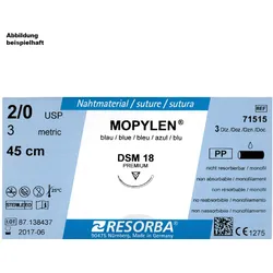 MOPYLEN DSM 13 5/0=1 blau monofil, Nahtmaterial Fadenlänge 45 cm (36 Stck.)