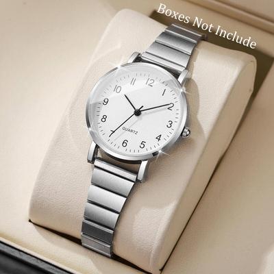 Fusion Finds Ultra Thin Women's Quartz Watch With Stainless Steel Strap Minimalist Ladies Dress Watch white