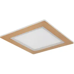Deckenleuchte Wohnzimmerlampe LED Deckenlampe Holz Optik Backlight Küchenlampe rund, 30W 1740lm warmweiß+kaltweiß, LxBxH 40x40x5 cm