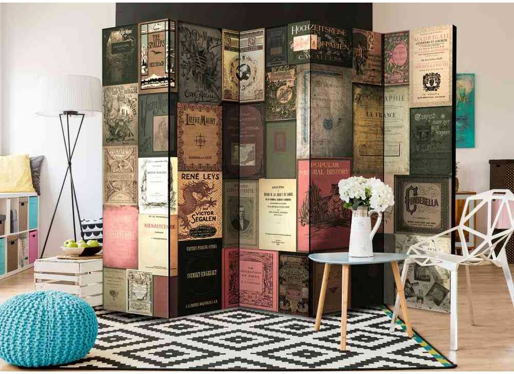 Pharao24.de Paravent Raumteiler im nostalgischen Design Buchtitel Motiven
