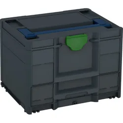 Tanos systainer3 Combi M 287 anthrazit (RAL 7016), Verschluss smaragdgrün (RAL 6001), Griff saphirblau (RAL 5003) - 83550047.130