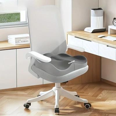 Uplift Essentials 3D Ergonomic Memory Foam Seat Cushion   Essential Comfort For Office & Car light Grey