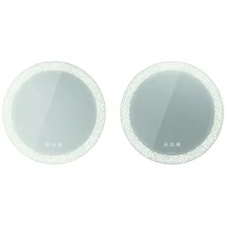 Duravit Happy D.2 Plus Spiegelset (2 Stück) rund mit integrierter Beleuchtung, Icon-Version, mit Spiegelheizung, 700x700x55mm, Weiß Matt, HP7487G00000000, Ausführung: Lichtfelddekor: radial