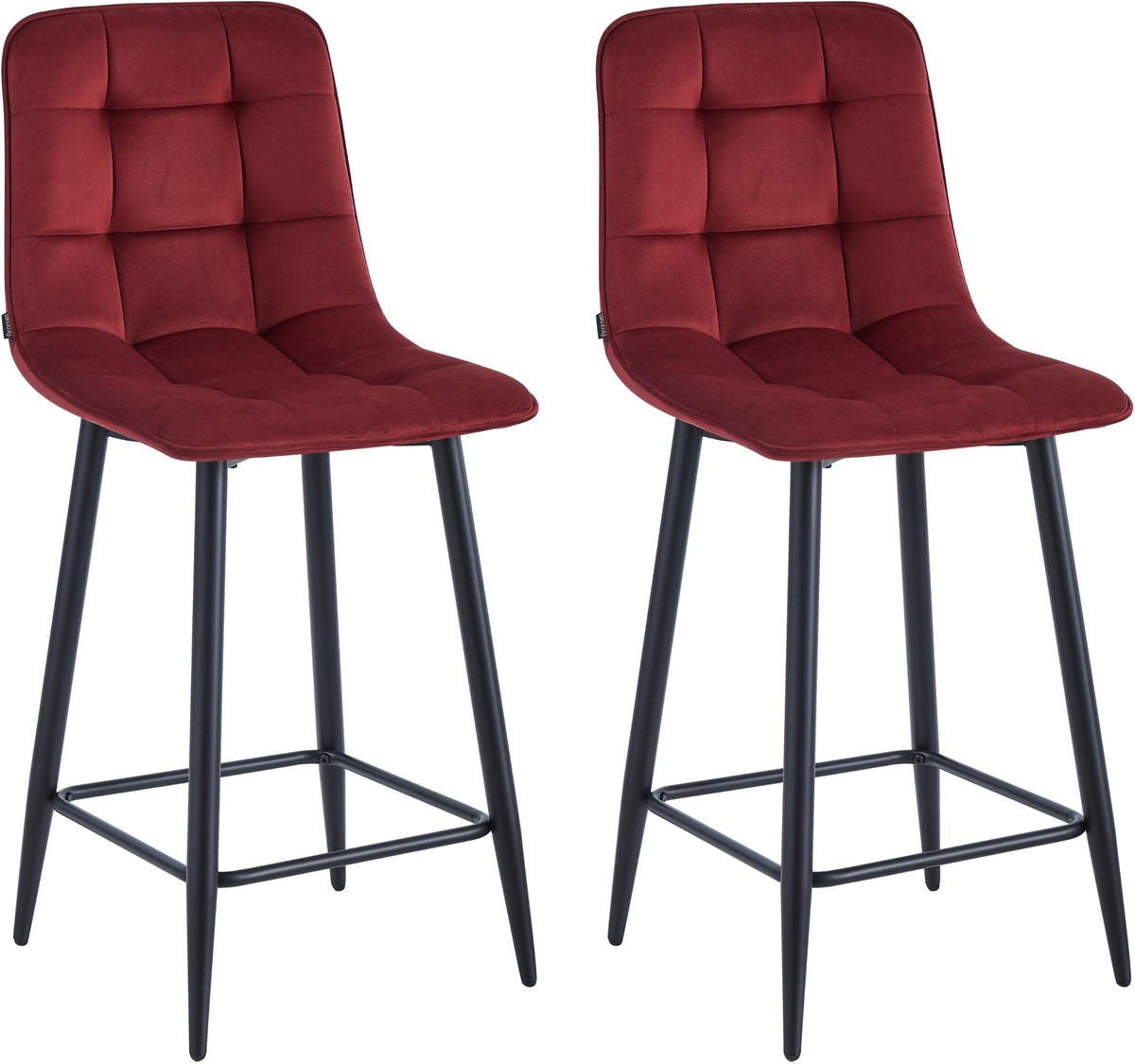 Colenis Luciano Barstoelen Set van 2 - Bordeaux Rood - Fluweel - Design