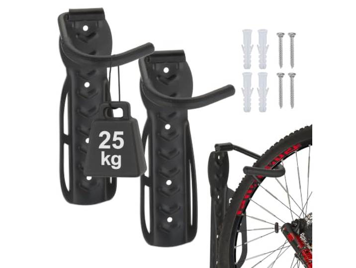 Relaxdays Support mural pour vélo 2 pièces Noir\, 12x26\,5x10 cm
