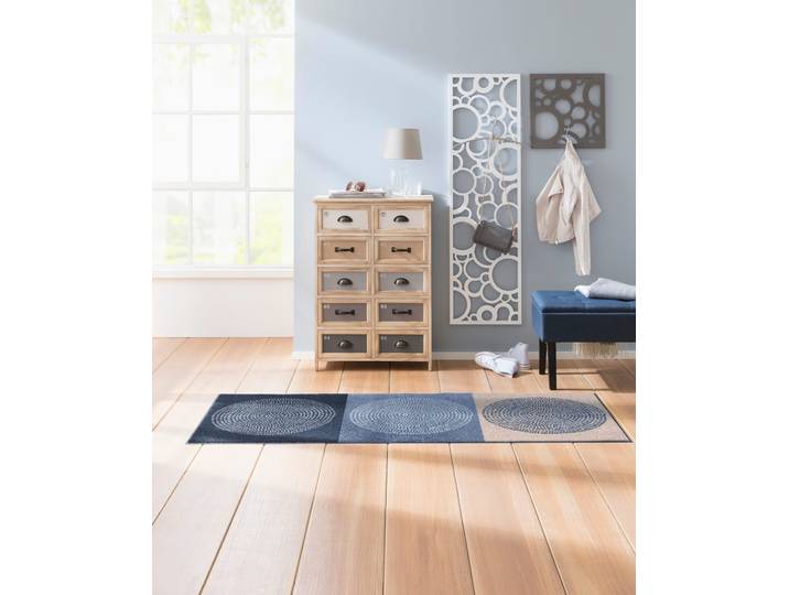 Fussmatte SALONLOEWE Gr. 4, blau (blau, beige), B:75cm H:7mm L:120cm, Kunstfaser, Polyamid, Teppiche, Fussmatte