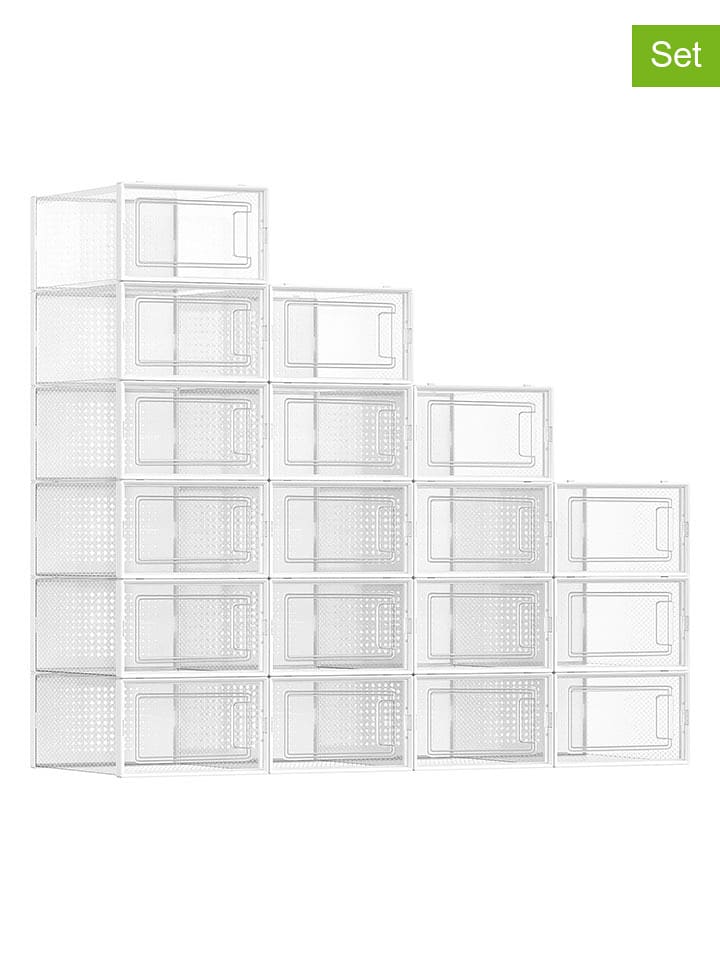 SONGMICS 18er-Set: Schuhboxen in Transparent - (B)23 x (H)14,3 x (T)33,5 cm - onesize