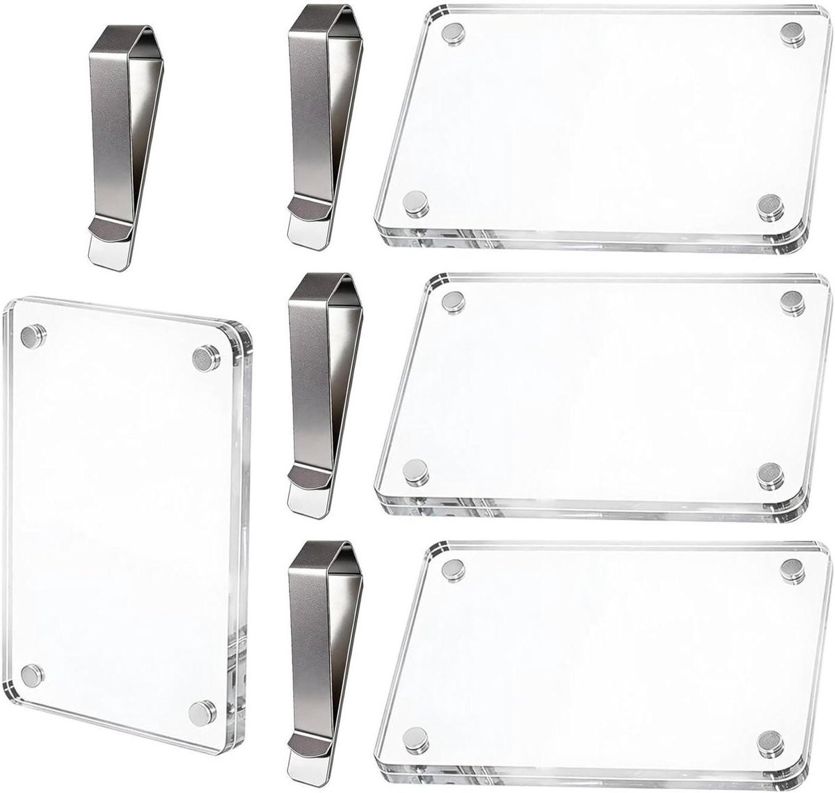 Set van 4 Visor Clips Auto Fotohouder met Magnetische Bevestiging - Helder