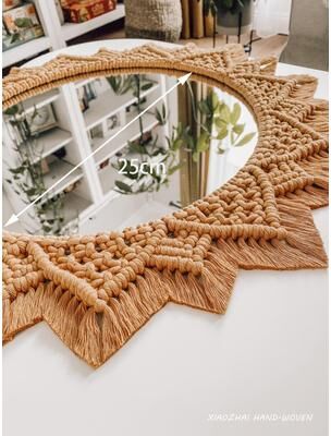 Fusion Finds Handmade Wall Mirror With Cotton Macrame Frame Round Bohemian Home Decor style C