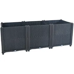 HC Garten & Freizeit Pflanzkasten aus Polypropylen, ca. 120 x 40 x 43 cm - Schwarz