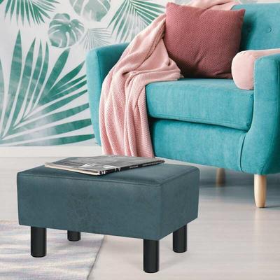 Adeco Rectangle Footrest Ottoman Faux Leather Foot Stool