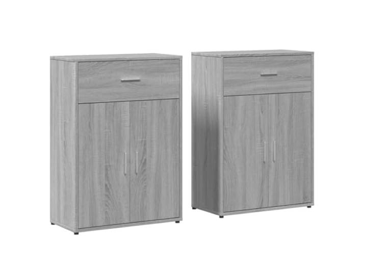 Roanoer Sideboard 2er Set Grau Sonoma 60x30x84 cm Holzwerkstoff Schrank Praktisches 2er-Set Beistellschränke für Wohnzimmer und Flur, bietet viel Ablagefläche und stilvollen Stauraum.
