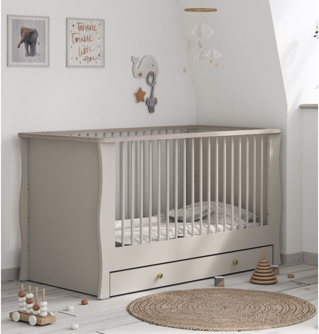 Little Acorns Celeste Cot Bed - Cashmere & Grey Ash - 140 x 70cm Cashmere & Grey Ash Standard