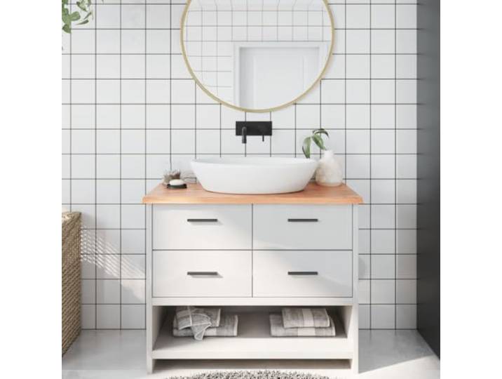 KPOTUERTU Waschtischplatte Hellbraun 100x40x2 cm Massivholz Behandelt Massiv Eichenholz, lackierte Oberfläche, Naturkante, handgefertigt, vielseitig als Regal oder Tischplatte nutzbar