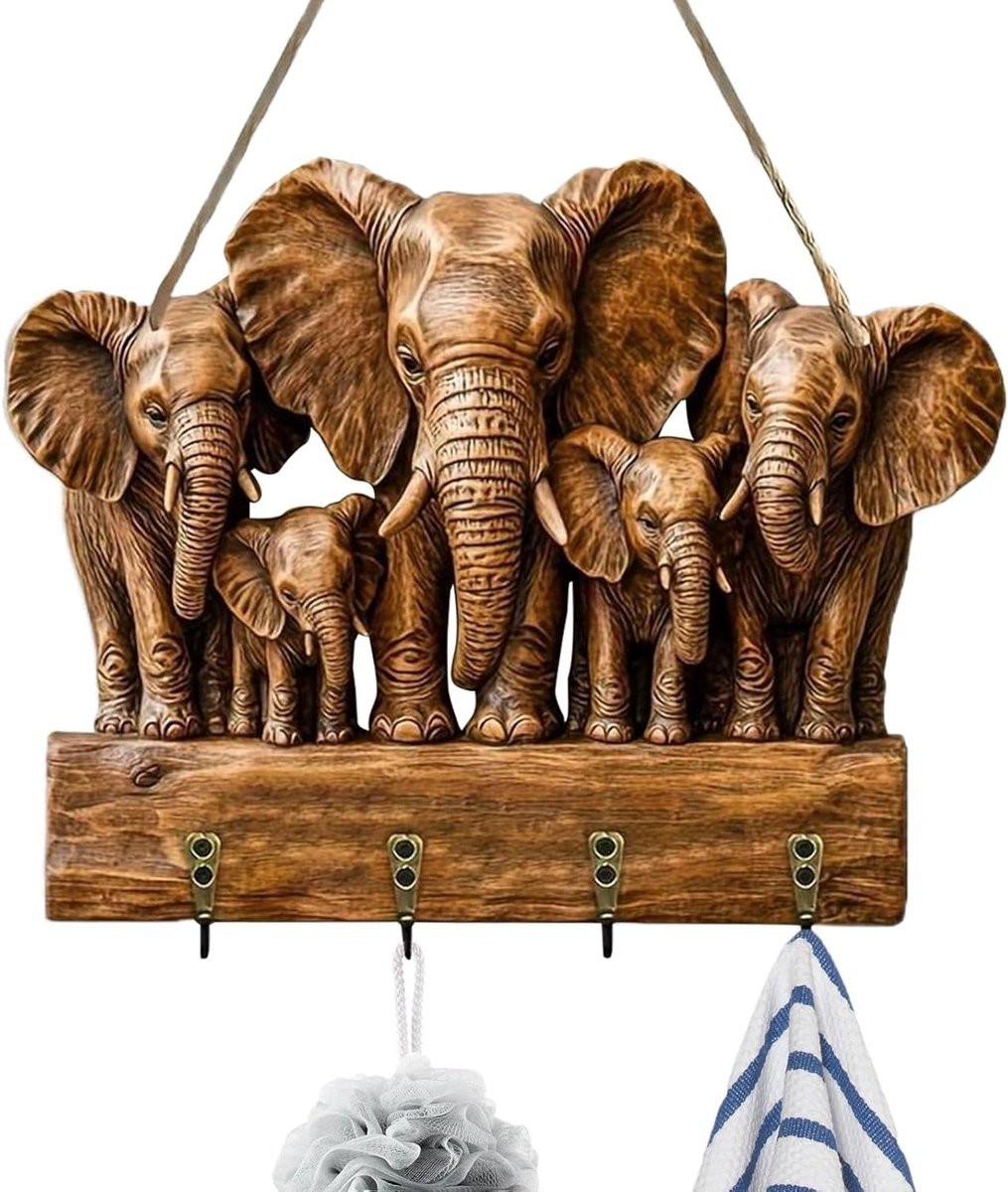 Sleutel Ophanghaak Wandhaak Organizer van Natuurlijk Hout - 30 x 25 cm