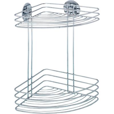 Duschablage WENKO "Eckregal", silber (chrom), B:20cm H:33cm T:26,5cm, Stahl, Regale, Duschablage, 2 Etagen