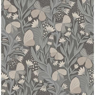 Pip & Lo Blue Grey Papillon Flutter Peel & Stick Wallpaper
