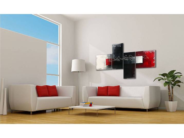 Impression sur toile Red Dawn Coton Blanc/Argenté/Gris/Noir/Rouge 200 x 110 x 2cm