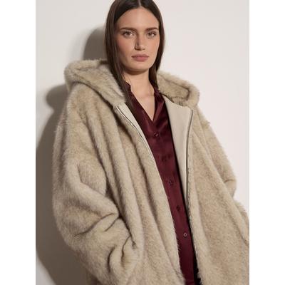 Kurzjacke APRICOT "Weiche Kunstfelljacke", Damen, Gr. 10, beige (stone), gewebt, , Modisch, normal normal, Gerippte Bündchen, Jacken Kurzjacke, mit Kapuze