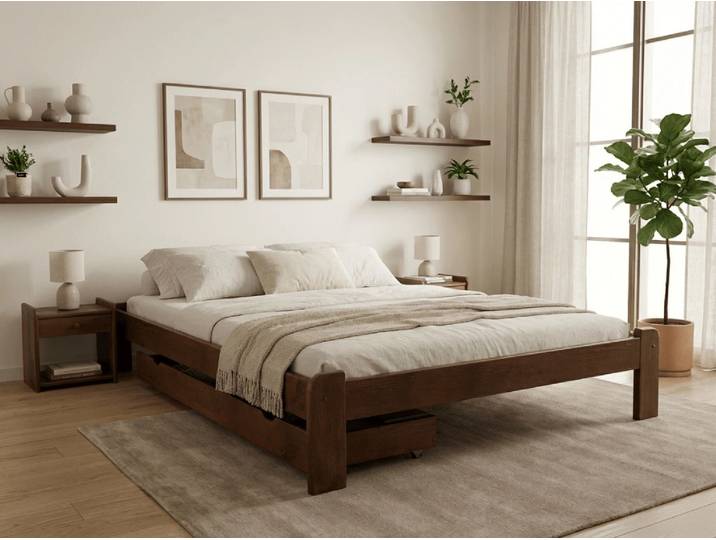 Bett ADA 140 x 200 cm, Eiche Matratze: Ohne Matratze, Lattenrost: Ohne Lattenrost