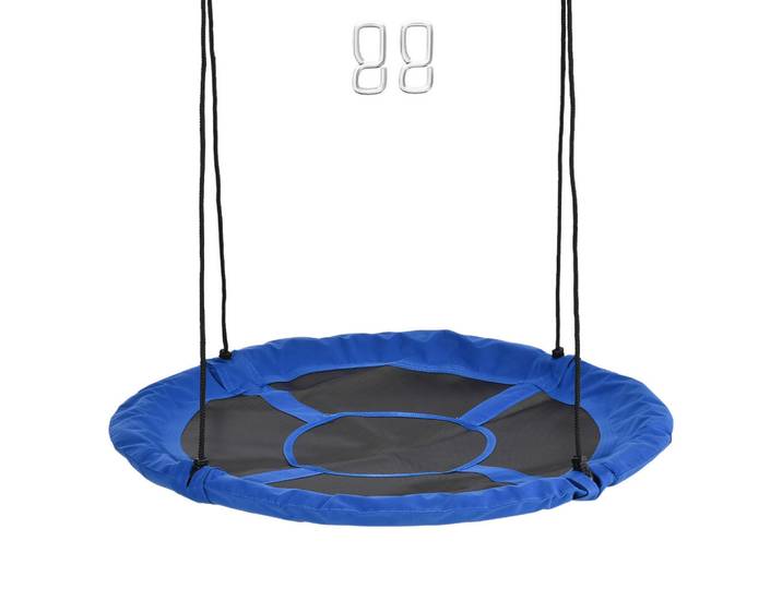 Outsunny Nestschaukel Ø110 cm, Hängeschaukel bis 100 kg, verstellbar Kinderschaukel, Blau, Metall, Kunststoff, 110x110 cm, Freizeit & Co, Gartenspielzeug