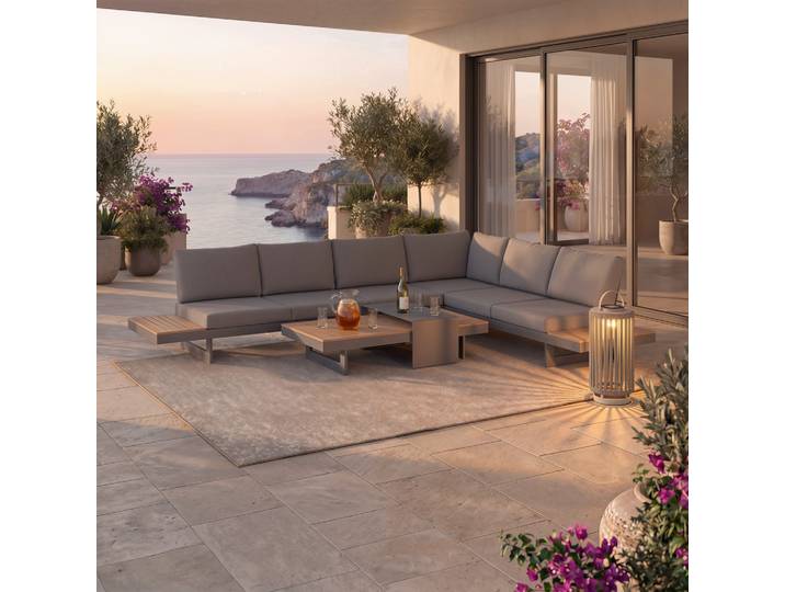 Loungegarnitur Sabrina Grau Metall/Outdoorstoff