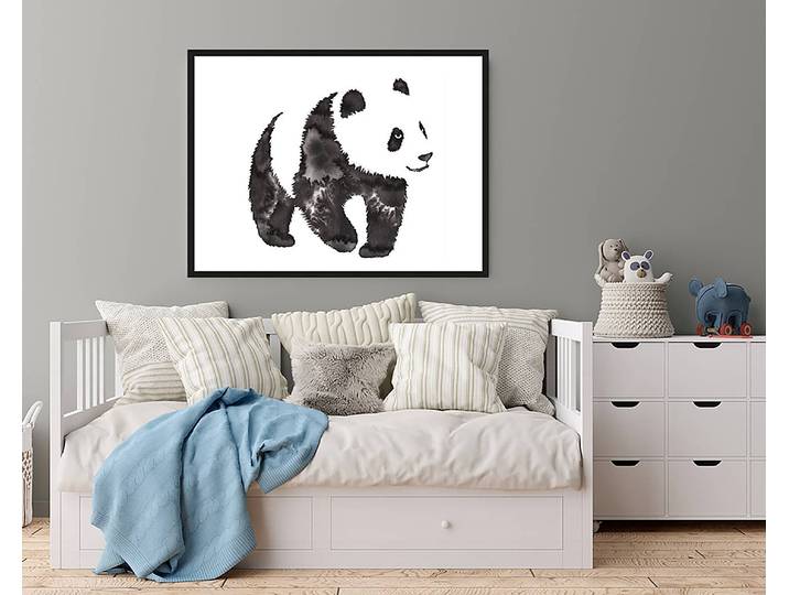 Tableau déco Water And Ink Draw Panda 63 x 83cm Multicolore