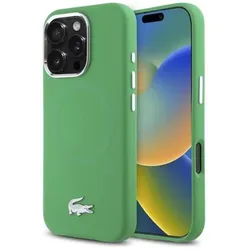 Lacoste LCHMP16LSMAN iPhone 16 Pro 6.3" zielony/estragon hardcase Silicone Croco Logo MagSafe (Apple iPhone 16 Pro), Smartphone Hülle, Grün