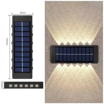Uplift Picks Solar Wall Lights With Up Down Beams For Elegant Outdoor Ambience warm 12 Led 2 Pcs