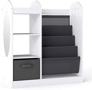 Costway Toy Storage Organizer with 4-Tier Sling Shelves-White