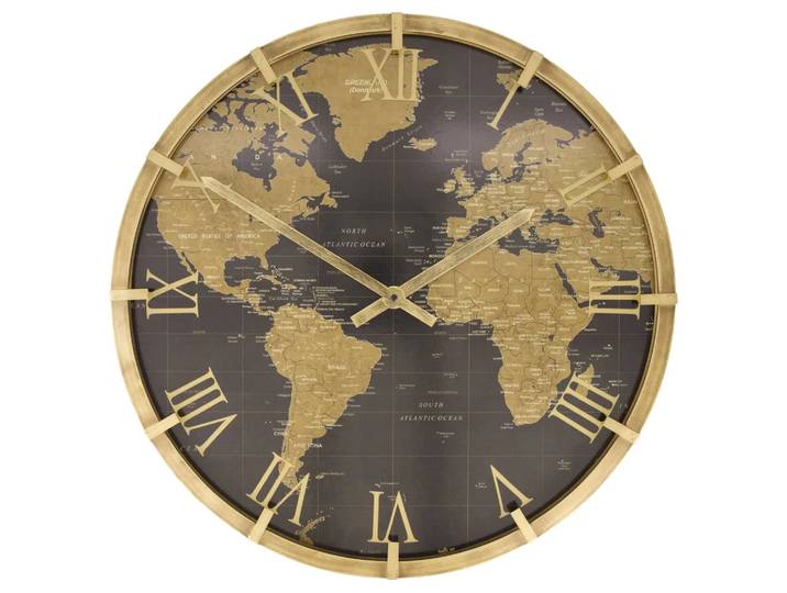 Uhr Weltkugel, Schwarz D: 58 cm Decofinder