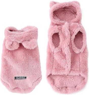 Uplifted Goods Cozy Rabbit Ear Pet Fleece Hoodie pink m