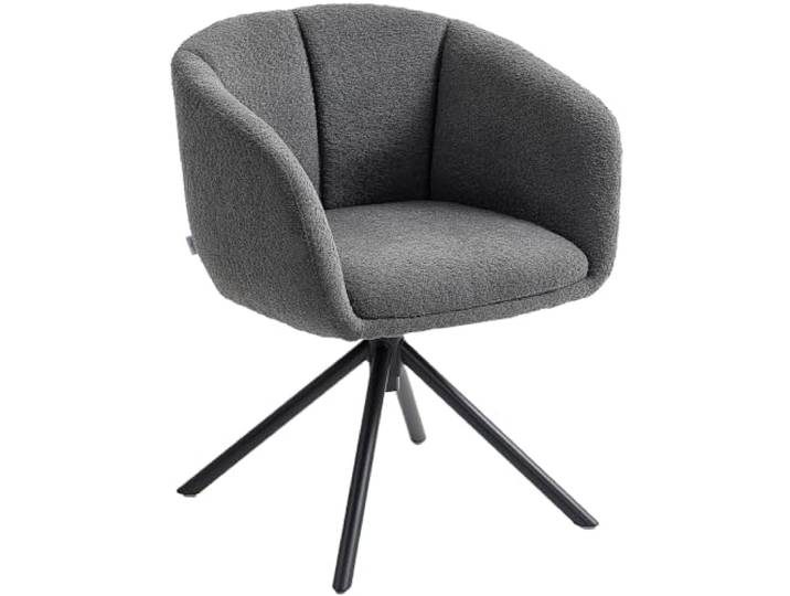 HOMCOM Sessel Wohnzimmer Drehbar Loungesessel mit Metallbeine Dunkelgrau