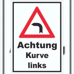 HB-Druck Aufkleber Achtung Kurve links A1 (594x841mm)