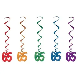 5 bunte Swirl Girlanden Zahl 65