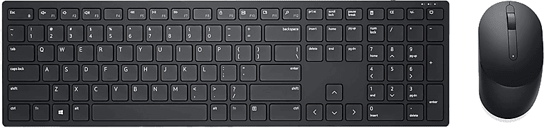 Pack Teclado + Ratón - Dell KM5221W, Inalámbrico, Silencioso, 12 Teclas programables, Negro