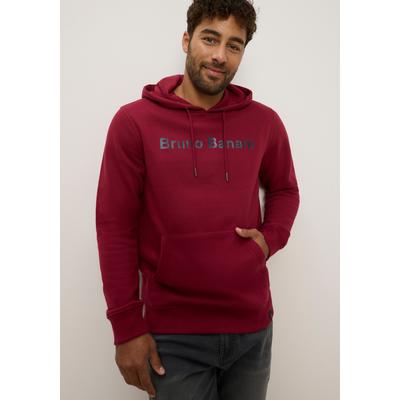 Kapuzensweatshirt BRUNO BANANI, Herren, Gr. L, rot (weinrot), Obermaterial: 60% Baumwolle, 40% Polyester, bedruckt, angesetztes Bündchen, Sweatshirts, Ausdrucksstarker Print trifft auf lässigen Komfort