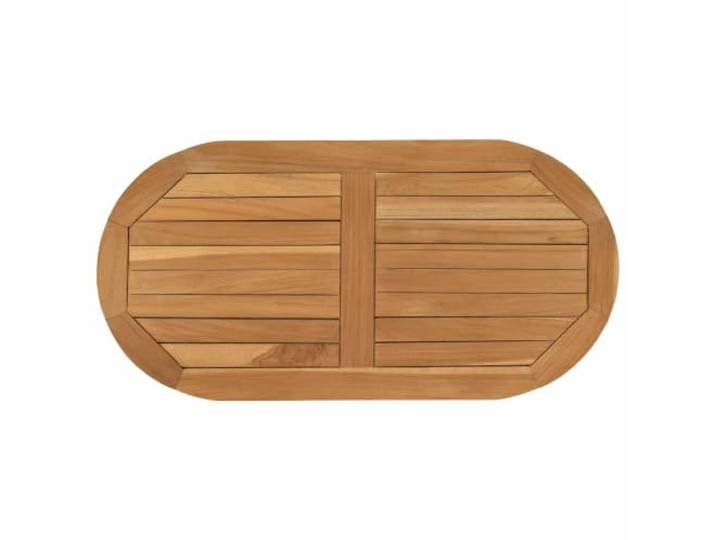 Makastle Tischplatte Arbeitsplatte Schreibtischplatte 80 x 40 x 2.5 cm Oval Massives Teakholz Natur