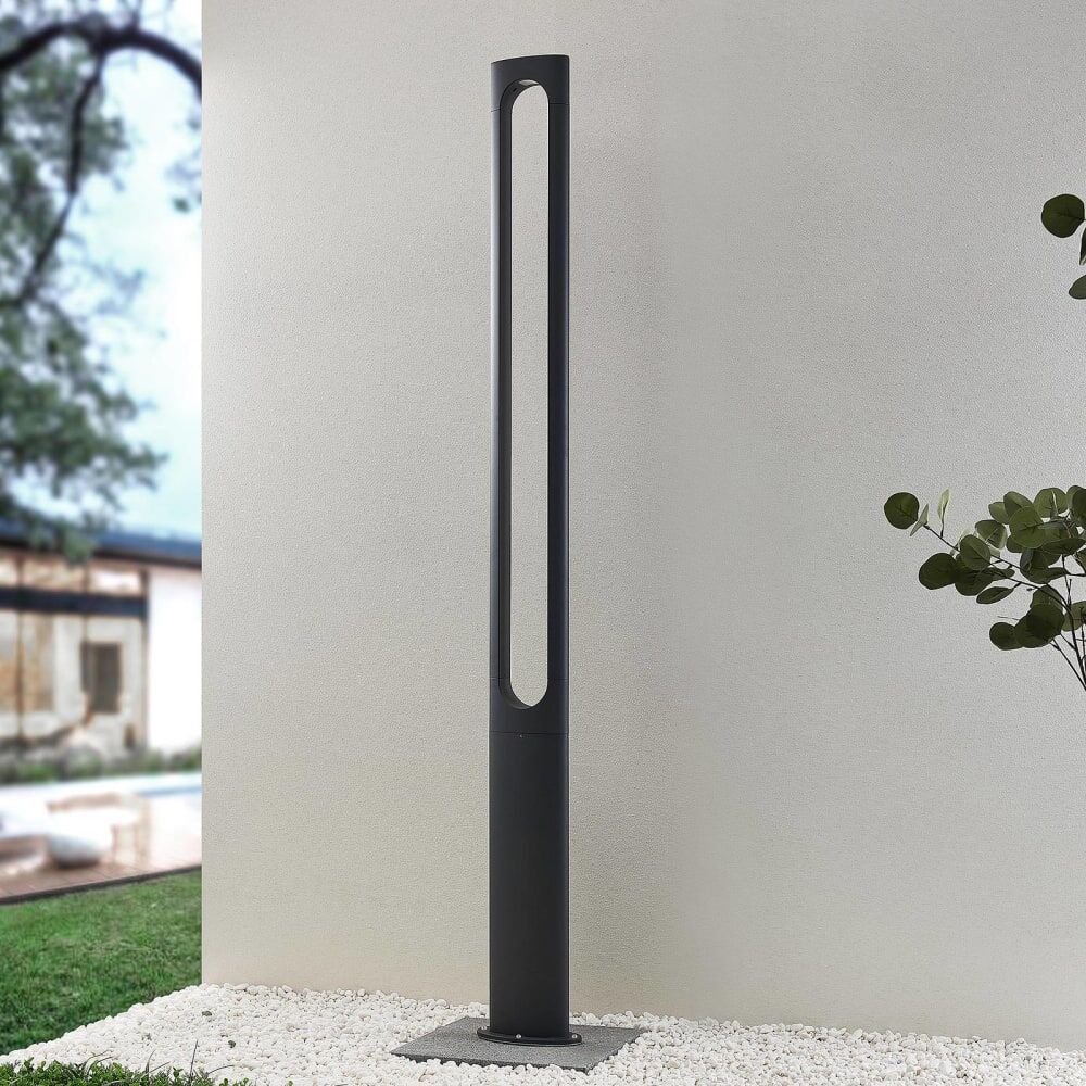 Lucande Lampadaire extérieur en aluminium noir Noir 12x200x23cm
