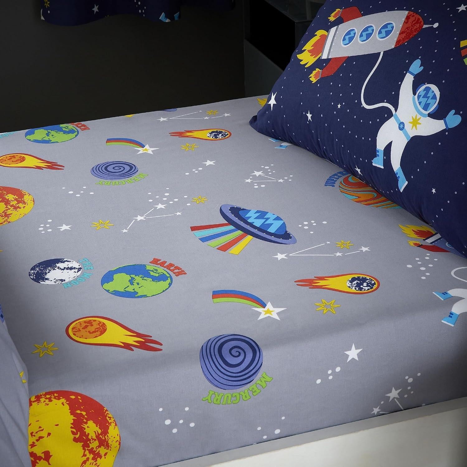 Lansfield Lost In Space Eenpersoons Hoeslaken Grijs