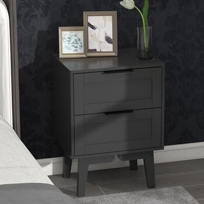 No Modern Black Night Stand