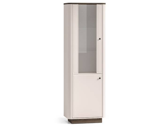 Hohe Vitrine Vilavio mit zwei Türen und Beleuchtung, 65 cm,