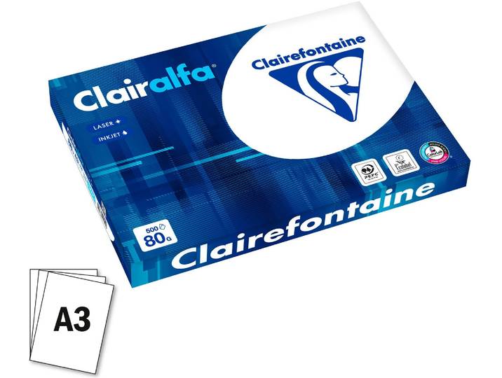 Papier A3 blanc 80 g Clairefontaine Clairalfa - Ramette de 500 feuilles - Papier A3 - Bruneau