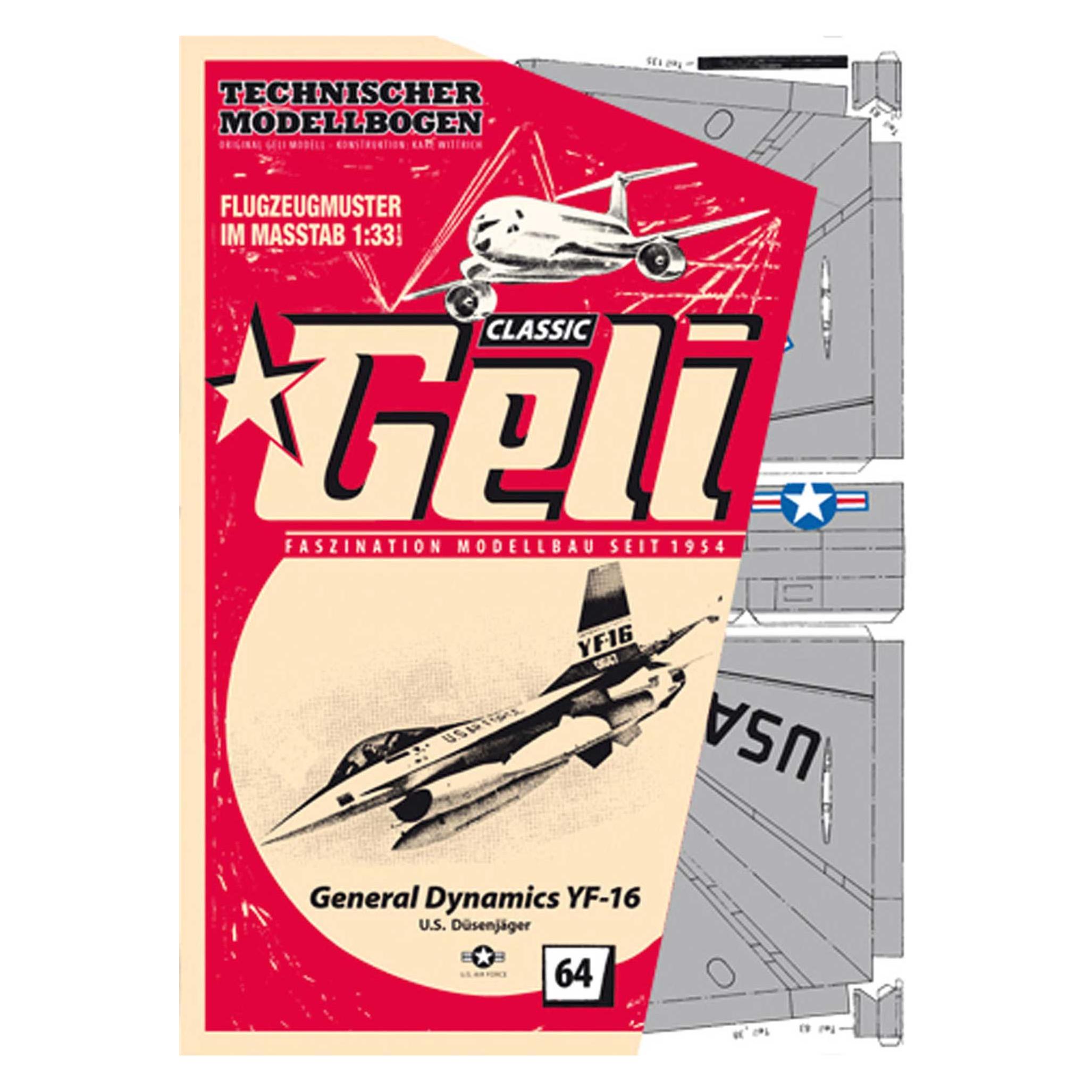 Geli F-16 Fighting Falcon Kartonmodell (Motorflugzeug) (34064)