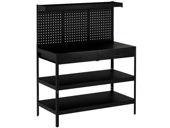Homcom Werkbank Stahl MDF Schwarz, Metall, 61x156x122 cm, Freizeit & Co, Heimwerken, Werkstatteinrichtung, Werkbänke