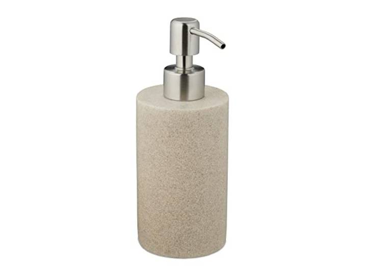 Relaxdays zeeppompje, 180 ml, navulbaar, badkamer, wc, keuken, zeepdispenser, polyresin, roestvrij staal, zand