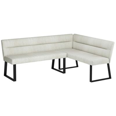 Essbank OTTO HOME "Ivanna", weiß (creme, schwarz), B:193cm H:82cm T:54cm, 100% Polyester, Sitzbänke, Essbank, schwarzes Metallgestell, Webstoff Bezug, Breite 193/152