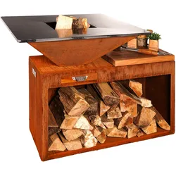 BlackForestSteel »FyrR Island Storage Corten« Plancha Grill 100x100 cm