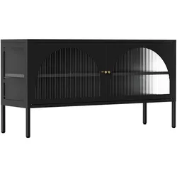 Oviala Business Moderner TV-Schrank mit 2 Türen, L 115 cm, aus schwarzem Metall